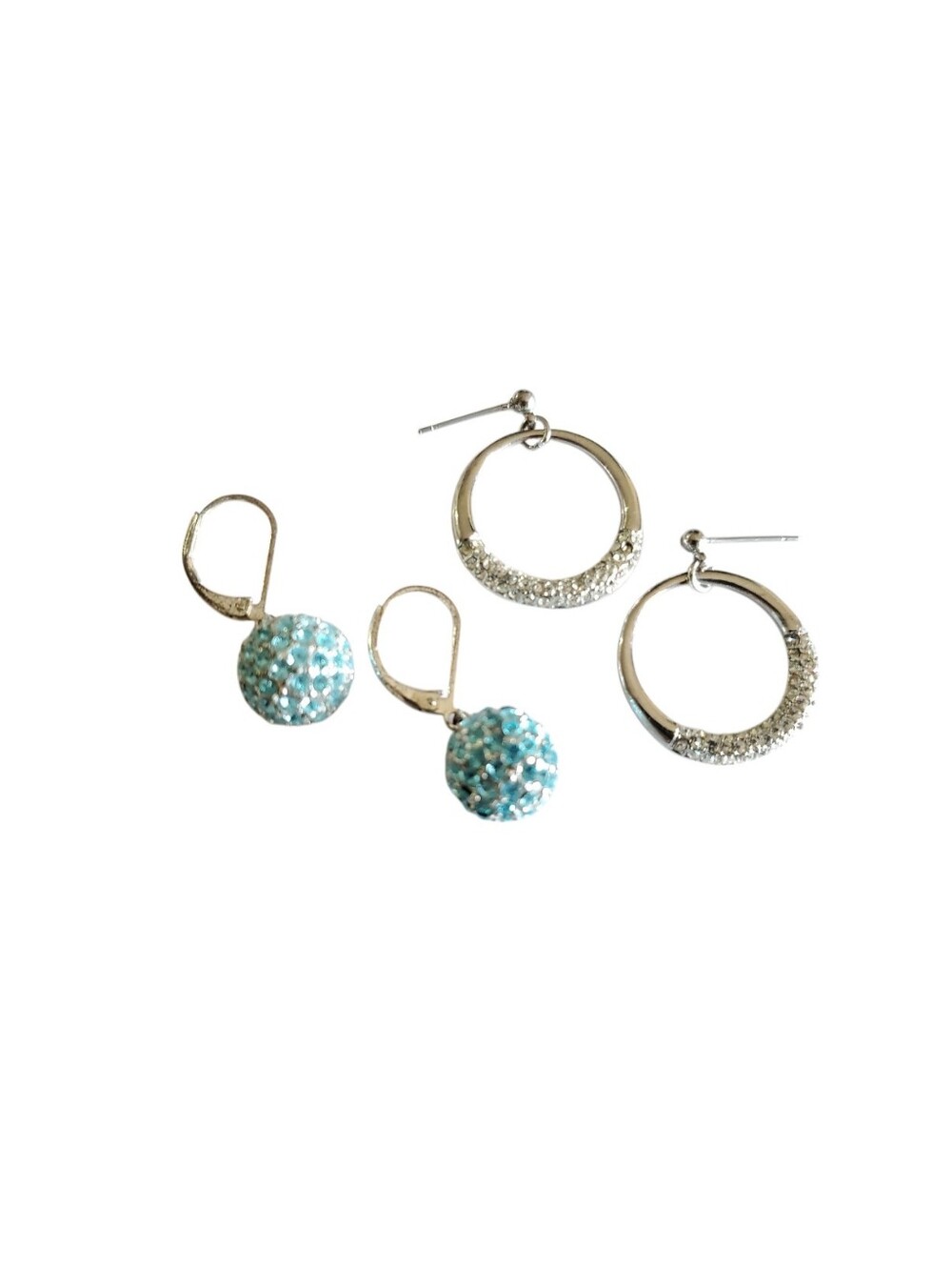 Bundle 2pairs Crystals Pavรฉ Earrings